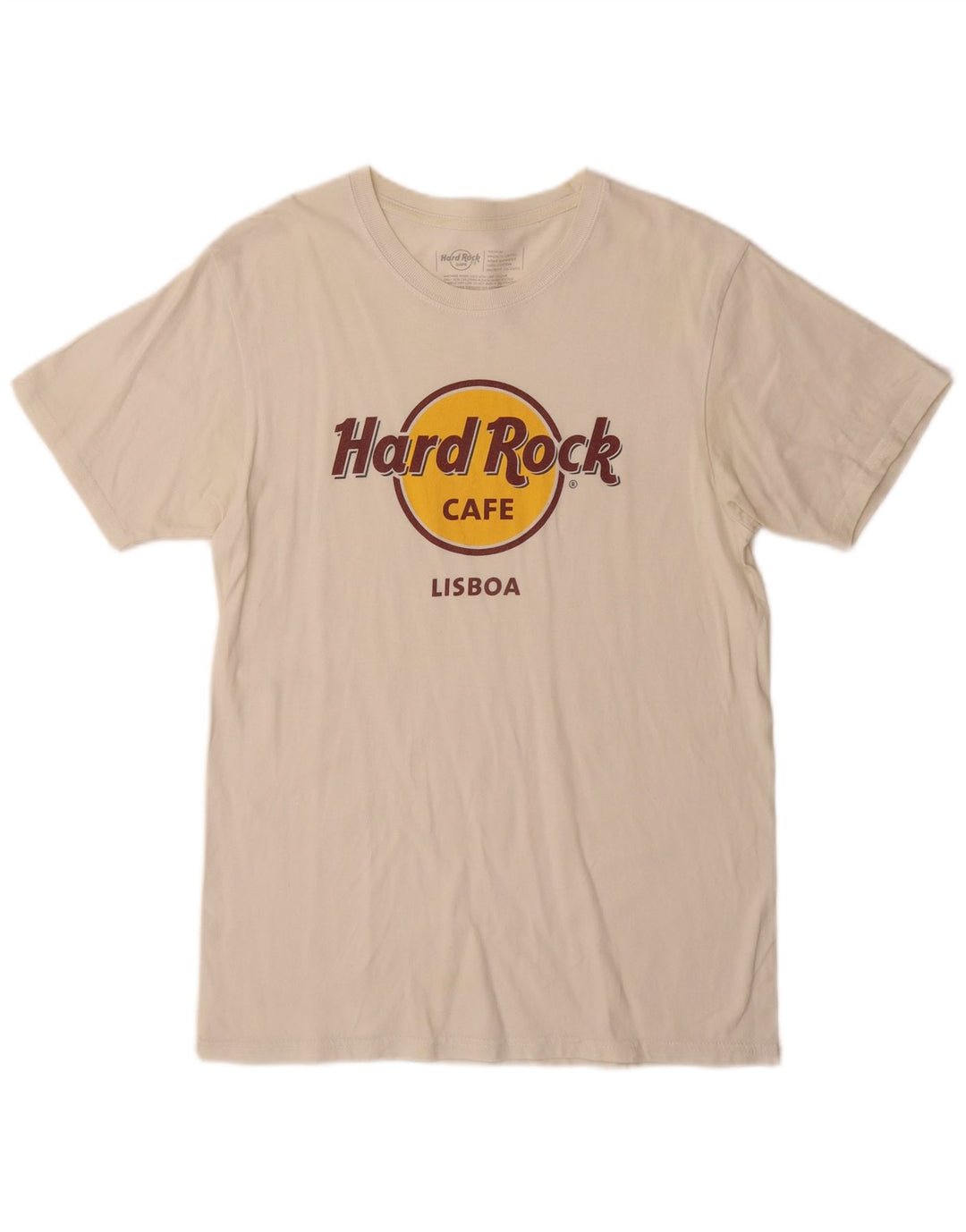 T-shirt grafica da uomo Hard Rock Cafe Lisboa, cotone bianco sporco medio