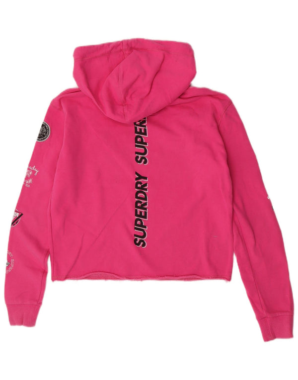 Felpa con cappuccio oversize con grafica da donna Superdry UK 6 XS cotone rosa