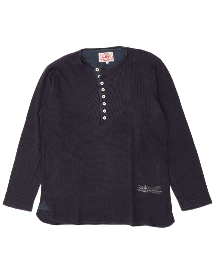 Carrera Top da uomo a manica lunga grande in cotone blu navy