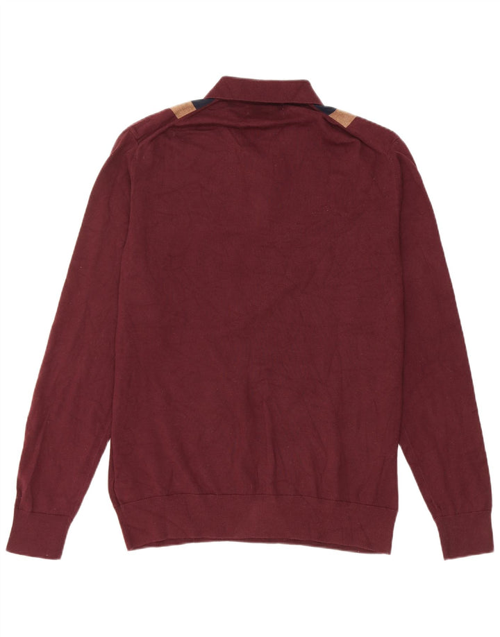 MARKS & SPENCER Maglione da uomo con collo alto color block bordeaux medio