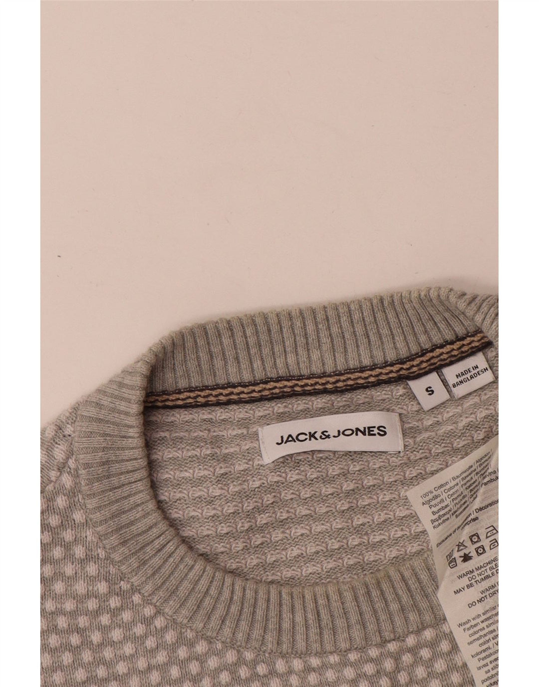 Maglione maglione girocollo da uomo Jack & Jones piccolo cotone maculato grigio