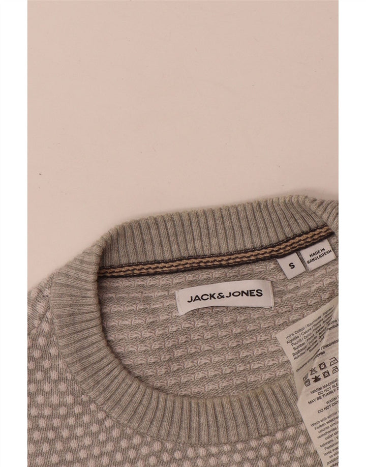 Maglione maglione girocollo da uomo Jack & Jones piccolo cotone maculato grigio