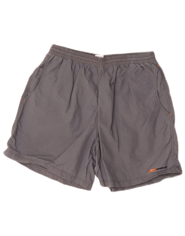 Pantaloncini sportivi Reebok da uomo in nylon grigio medio