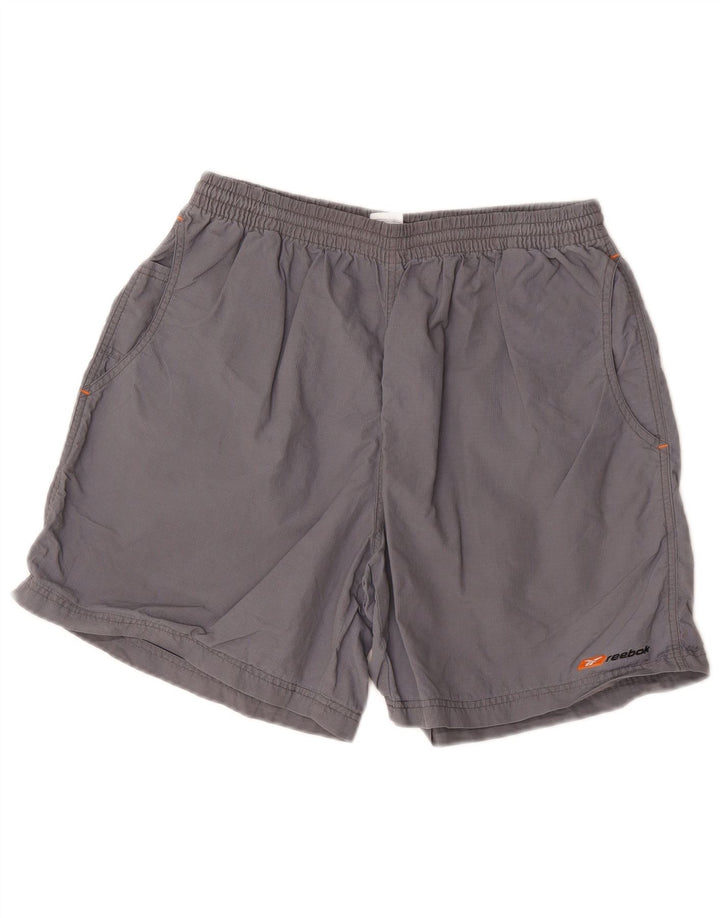 Pantaloncini sportivi Reebok da uomo in nylon grigio medio