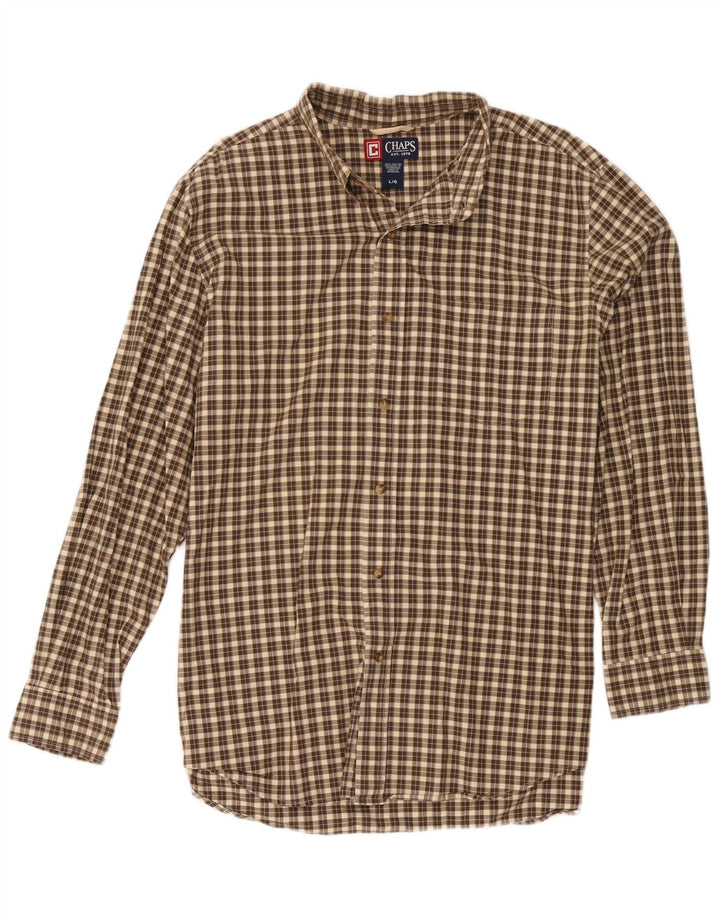 Camicia da uomo Chaps Large in cotone a quadri marroni