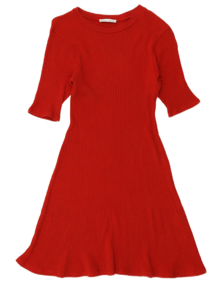Abito maglione a maniche corte da donna Zara UK 12 rosso medio