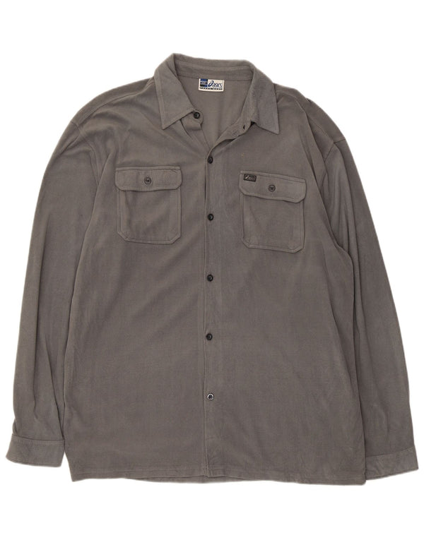 Maglia in pile da uomo Asics Large in poliestere grigio