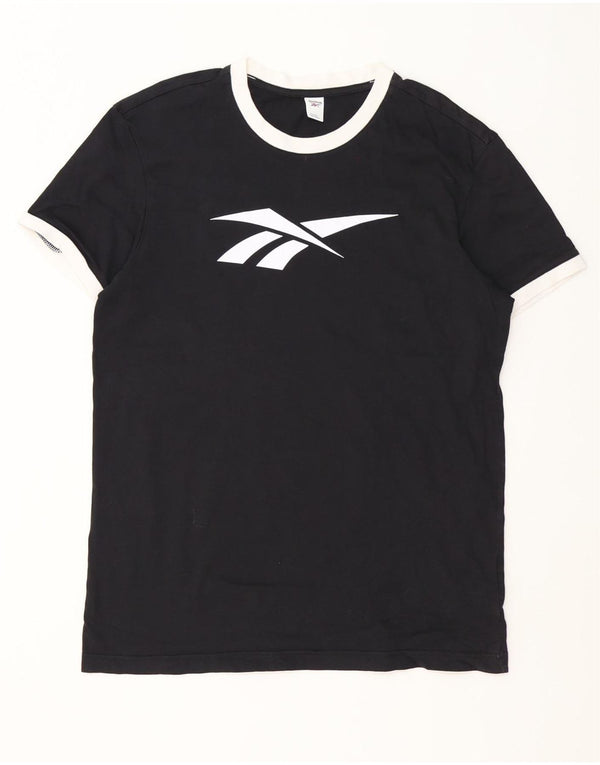 T-shirt grafica da uomo Reebok Top XL in cotone color block nero