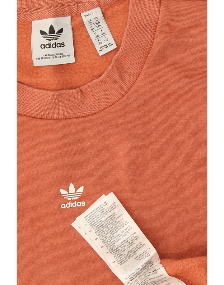 Felpa oversize con grafica da donna Adidas UK 10 Small Orange Cotton