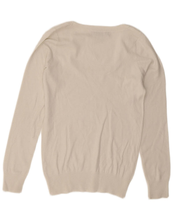 Maglione maglione con scollo a barca da donna Zara UK 6 XS cotone bianco