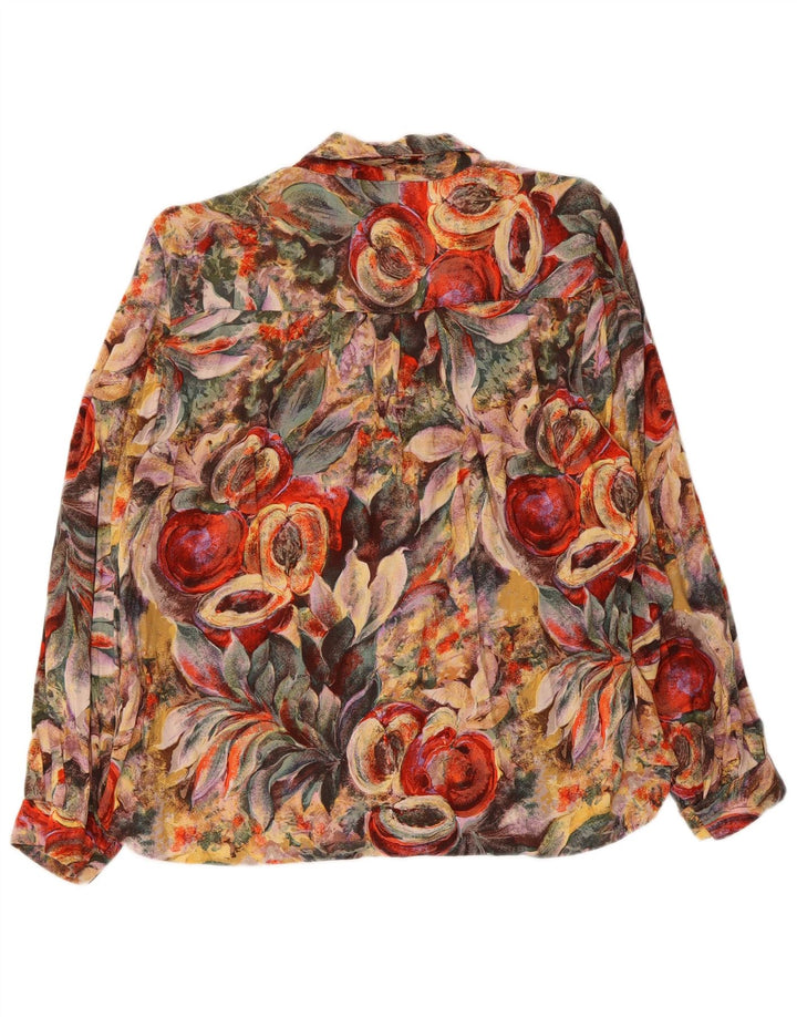 Camicetta camicia vintage da donna UK 16 grande floreale multicolore