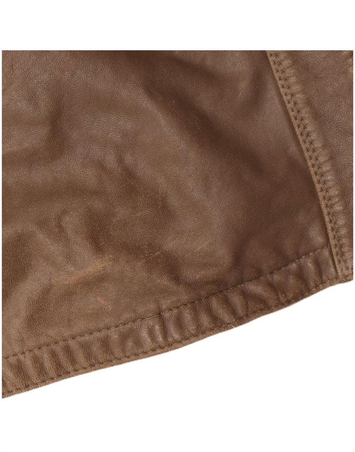 Giacca in pelle da donna Cristiano Di Thiene UK 14 Pelle marrone medio