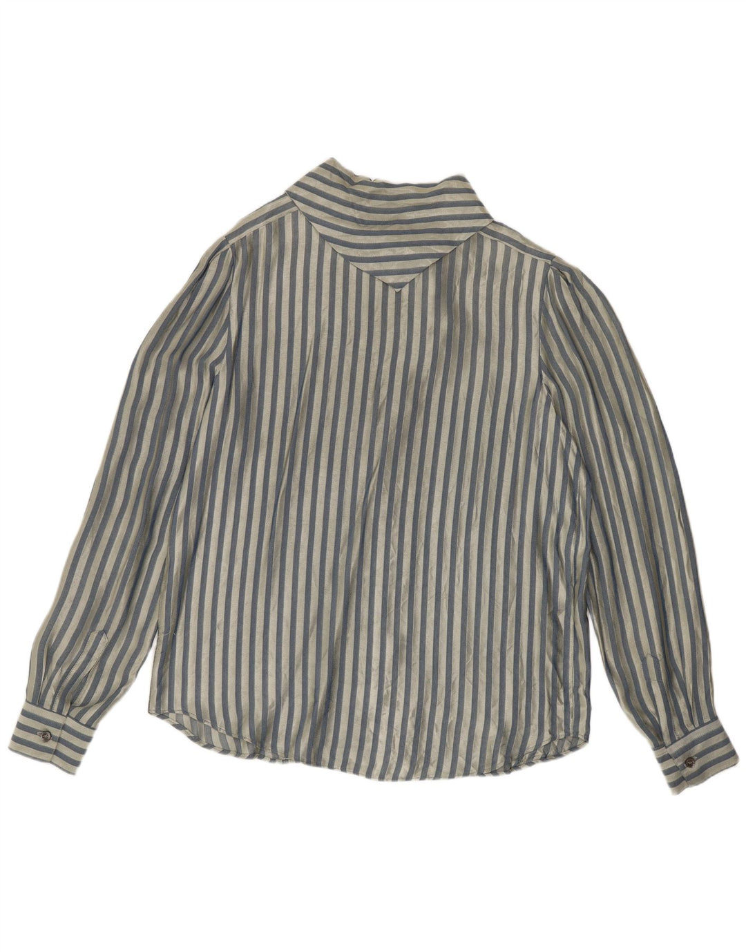 Camicetta camicia vintage da donna UK 14 a righe blu medio