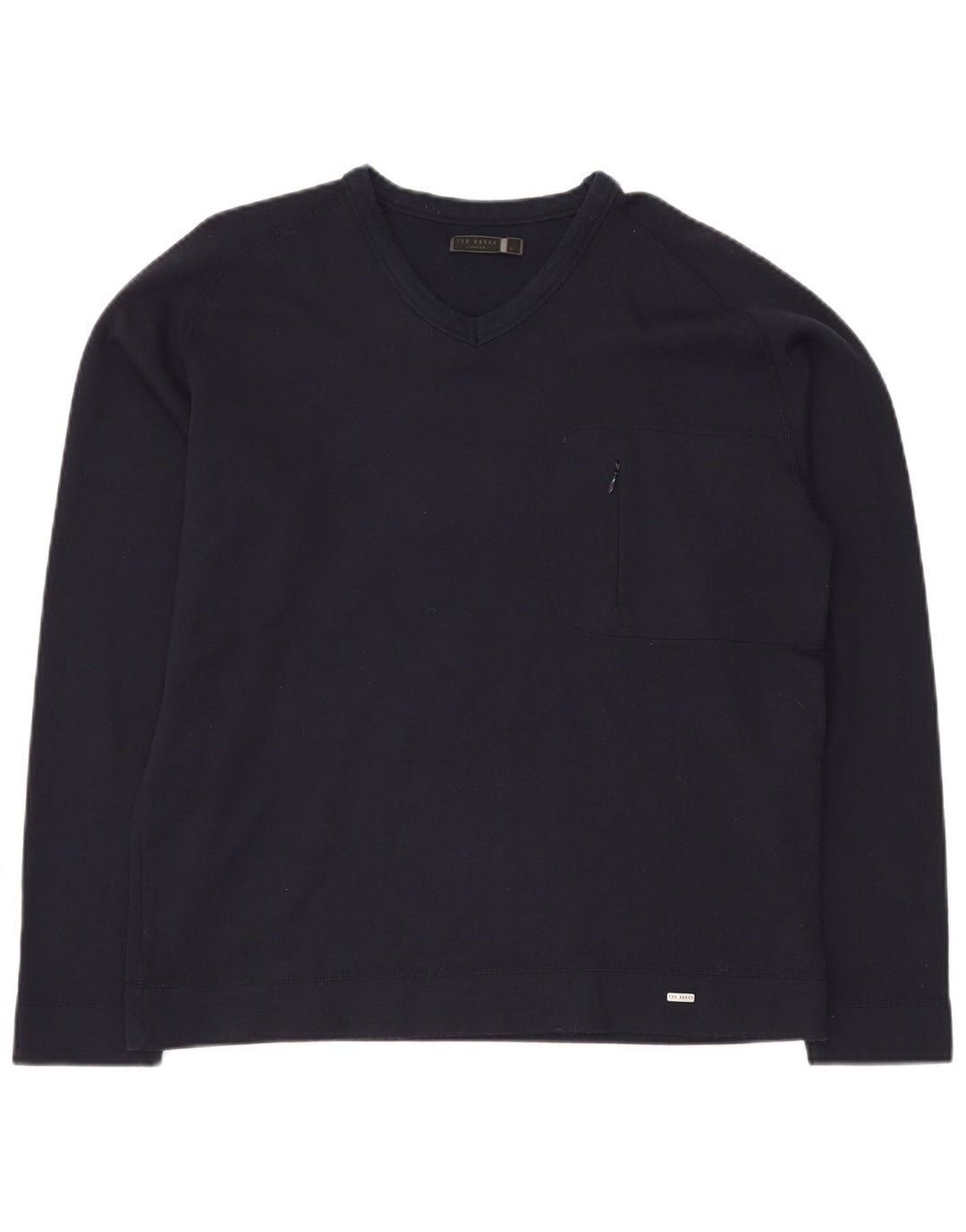 TED BAKER Maglione da uomo con scollo a V taglia 5 XL in cotone blu navy