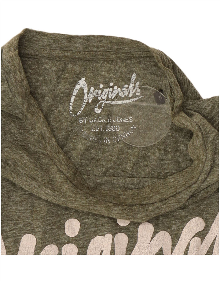 Jack & Jones T-shirt grafica da uomo Top XL Poliestere screziato kaki