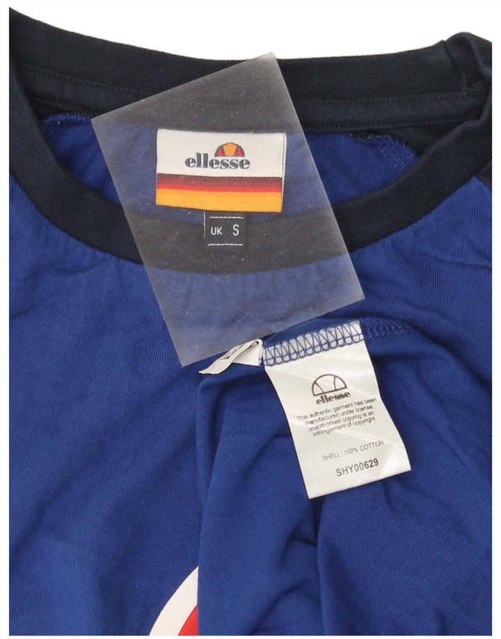 T-shirt grafica da uomo Ellesse Top Small in cotone color block blu