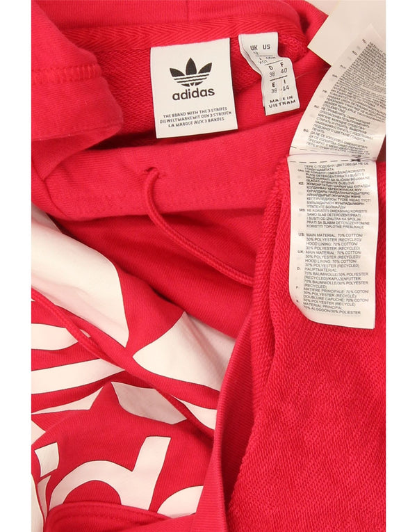 Felpa con cappuccio oversize grafica da donna Adidas UK 12 cotone rosa medio