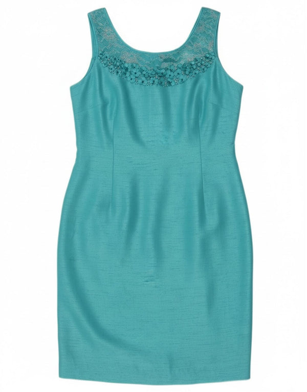 Abito tubino senza maniche da donna Jacques Vert UK 14 Poliestere blu medio