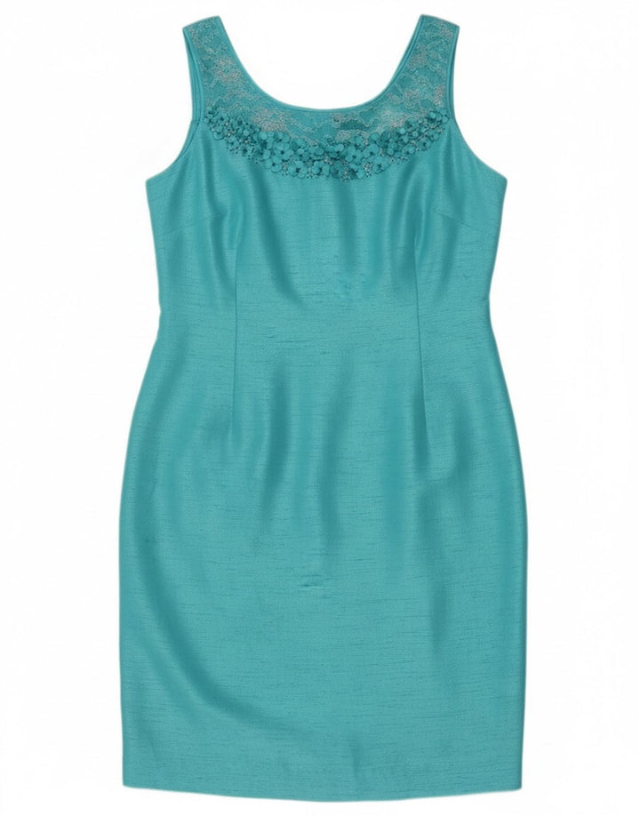 Abito tubino senza maniche da donna Jacques Vert UK 14 Poliestere blu medio