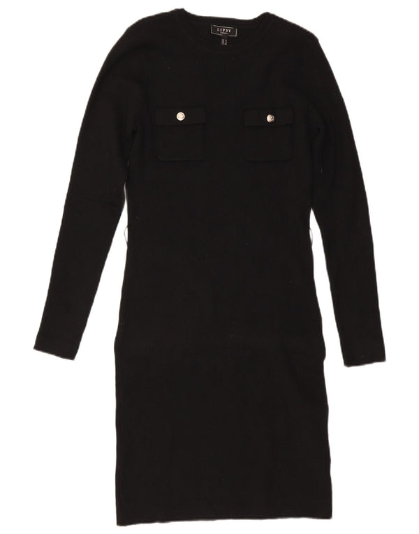 Lipsy Womens Jumper Dress UK 12 Medium Black Polyamide