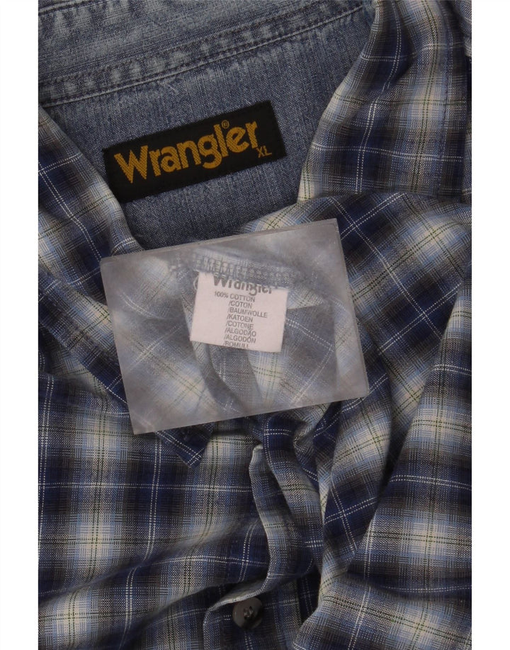 Camicia da uomo Wrangler XL in cotone a quadri blu