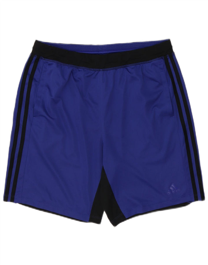 Pantaloncini sportivi ADIDAS Climalite da uomo, grandi, in poliestere color block blu