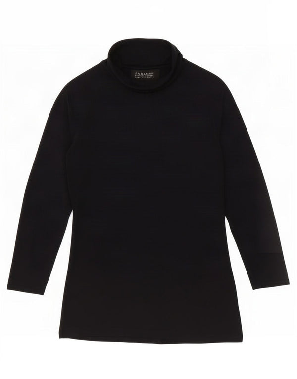 Zara Womens Top Long Sleeve UK 10 Small Navy Blue