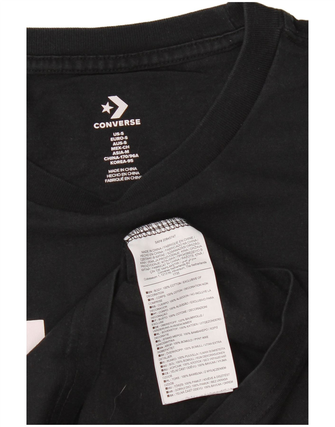 T-shirt grafica da uomo Converse Top piccola in cotone nero