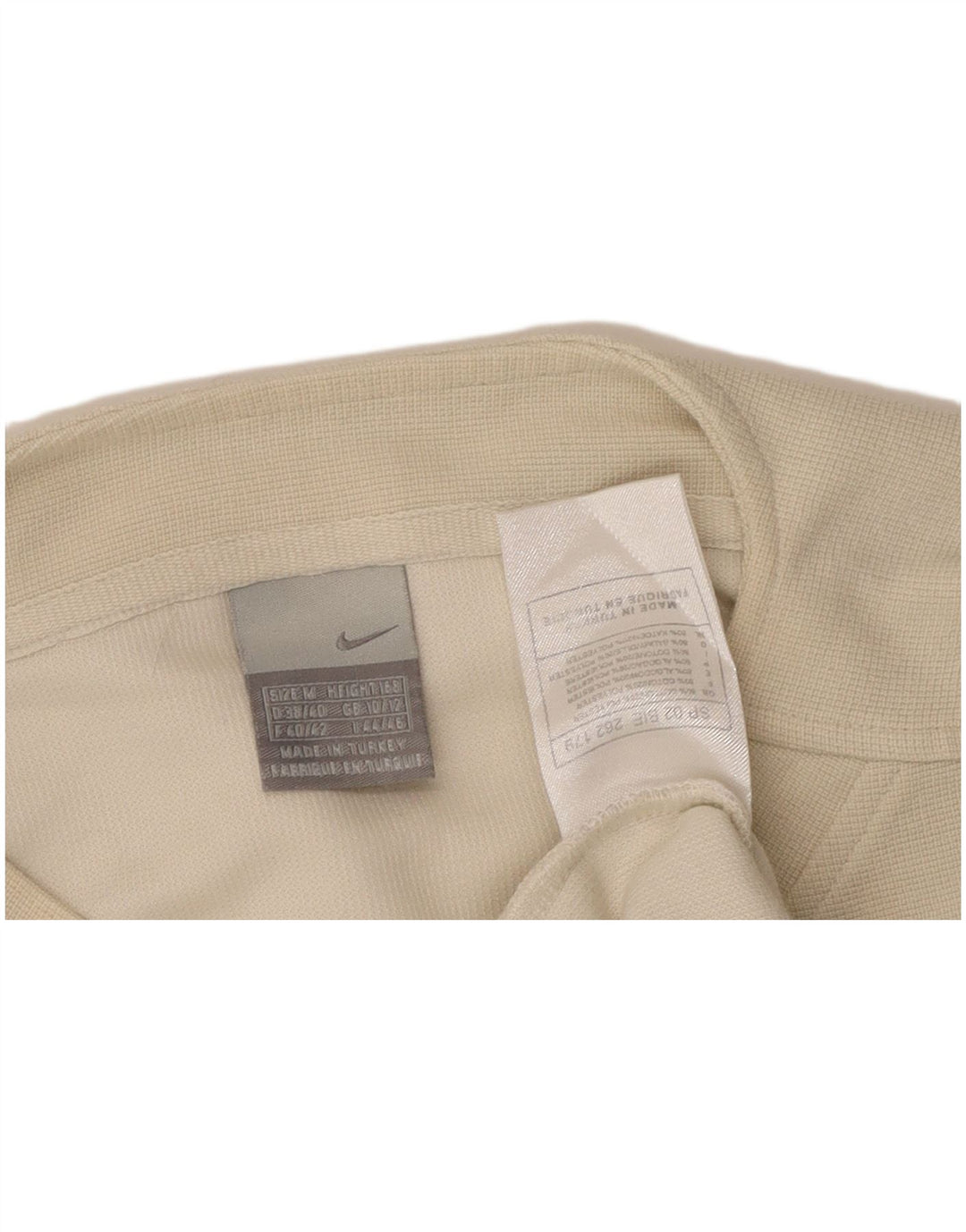 Top corto da donna NIKE a maniche lunghe UK 10/12 cotone bianco sporco medio