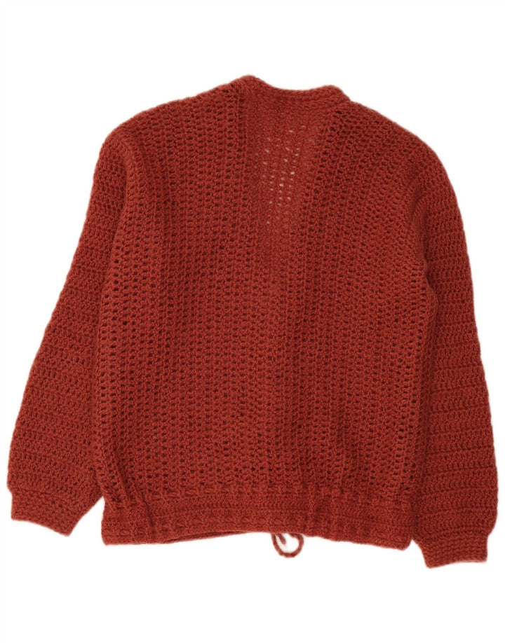 Maglione cardigan da donna vintage UK 16 grande marrone