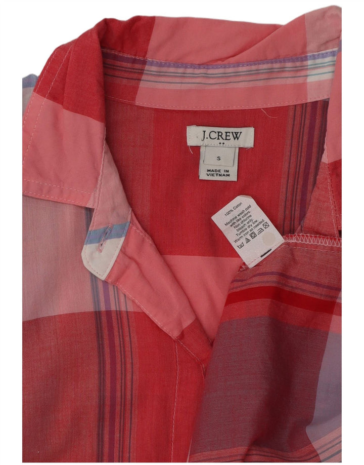 J. CREW Camicia pullover a maniche corte da donna UK 10 Piccolo cotone a quadri rossi