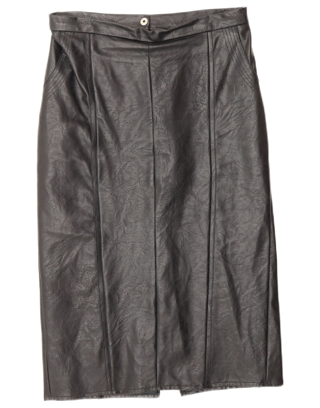 Gonna in pelle da donna VINTAGE W28 in pelle nera media