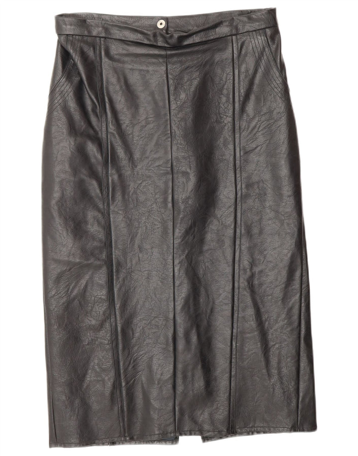 Gonna in pelle da donna VINTAGE W28 in pelle nera media