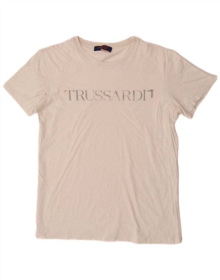 T-shirt grafica da uomo Trussardi Jeans Top medio bianco sporco