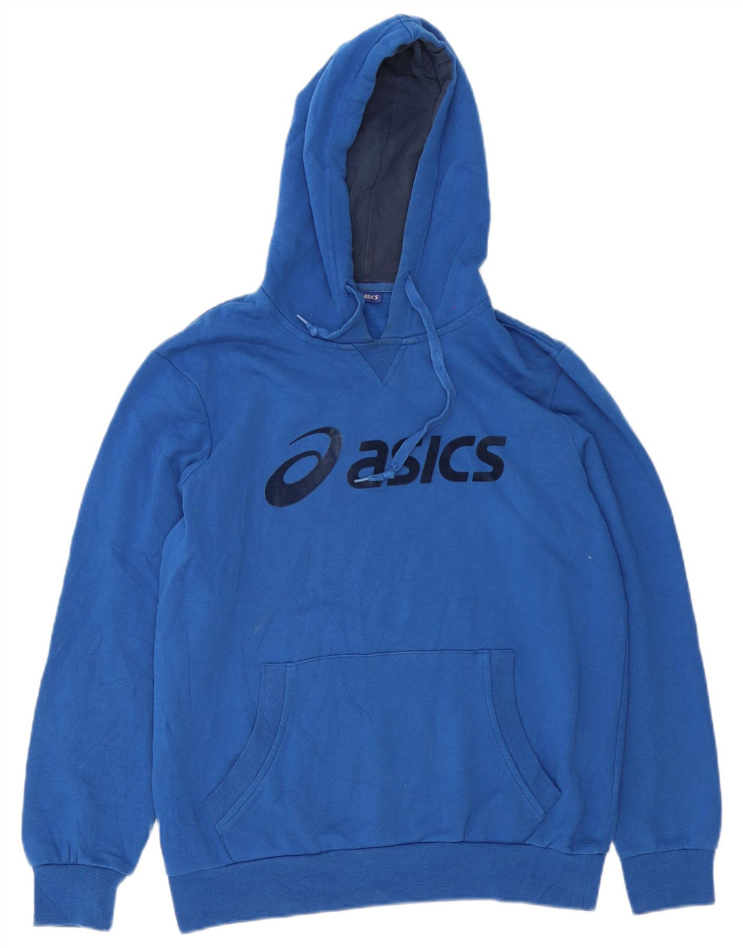 Felpa con cappuccio grafica da uomo Asics in cotone blu medio