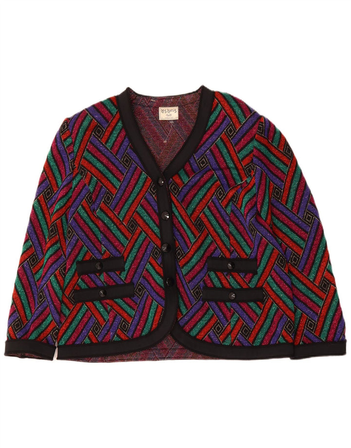LES LUNIS Womens 4 Button Blazer Jacket IT 52 2XL Multicoloured Geometric