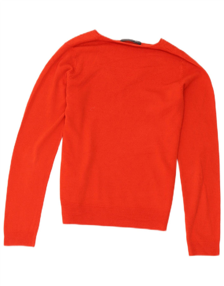 Maglione da donna con scollo a V Marks & Spencer UK 8 piccolo acrilico arancione