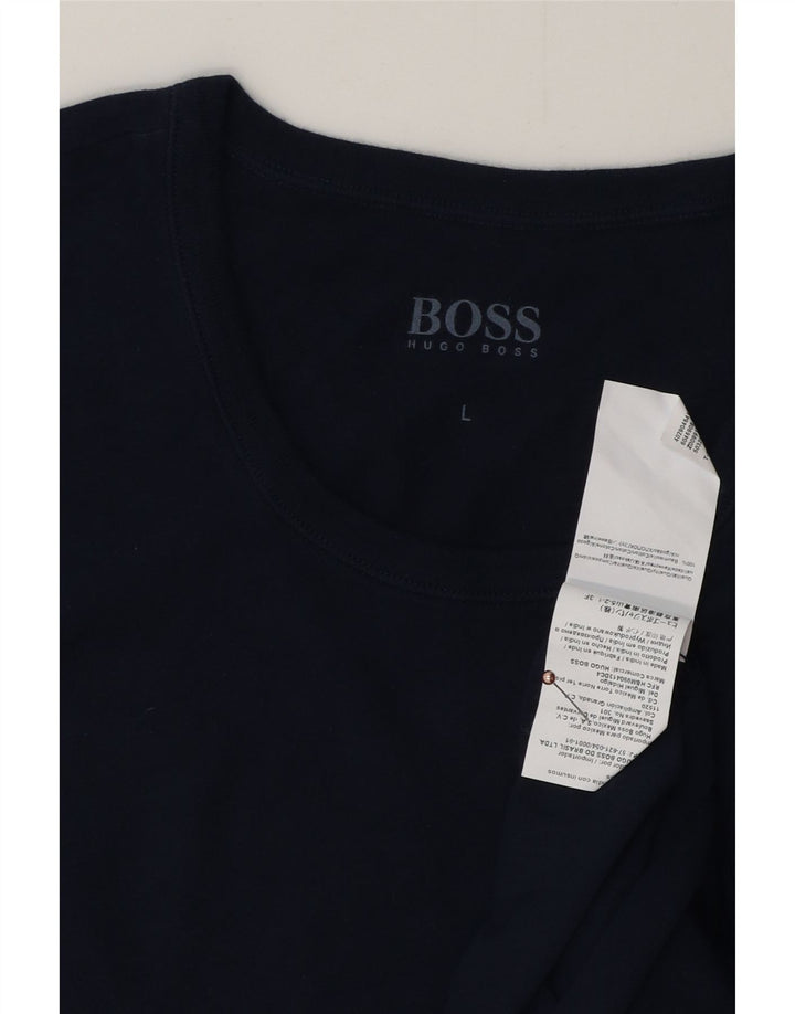T-shirt da uomo HUGO BOSS Top Large in cotone blu navy