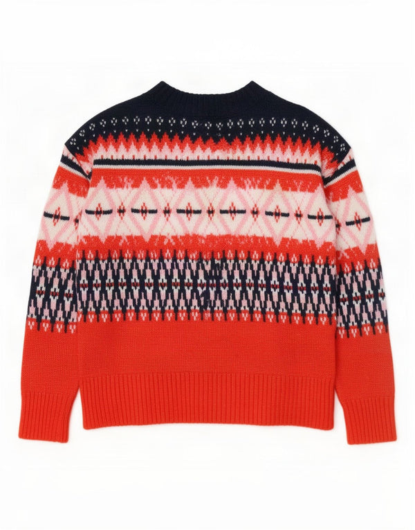Maglione maglione girocollo da donna Marks & Spencer UK 10 Small Red Fair Isle