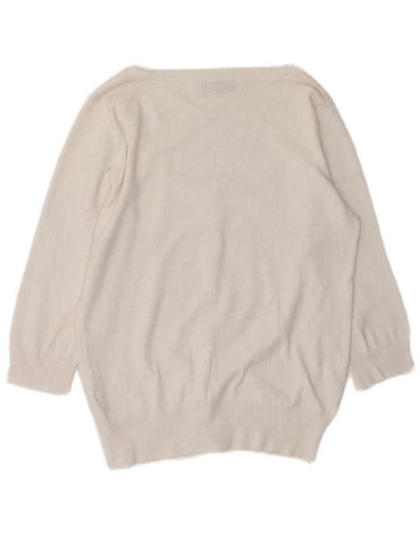 Maglione cardigan con maniche a 3/4 da donna Zara UK 14 cotone bianco medio