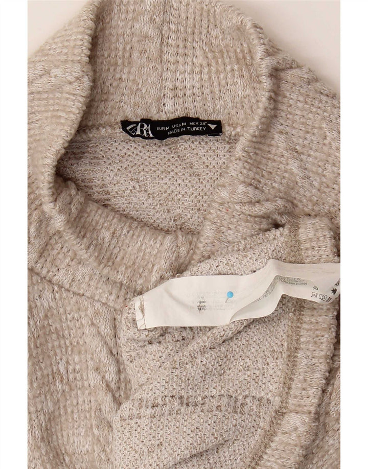 Maglione corto con collo alto da donna Zara UK 14 Poliestere beige medio