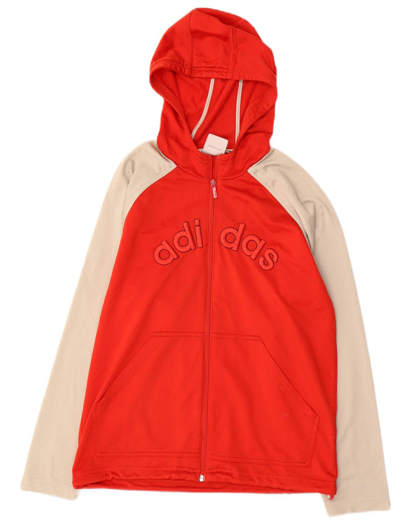 Felpa con cappuccio e zip grafica ADIDAS per ragazzi 13-14 anni Colorblock rosso