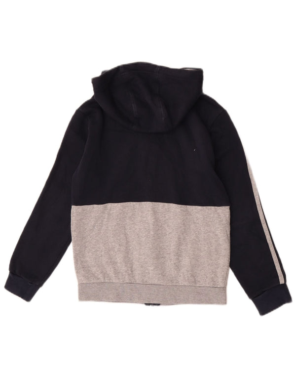 Felpa con cappuccio e zip Adidas da ragazzo 9-10 anni in cotone color block blu navy