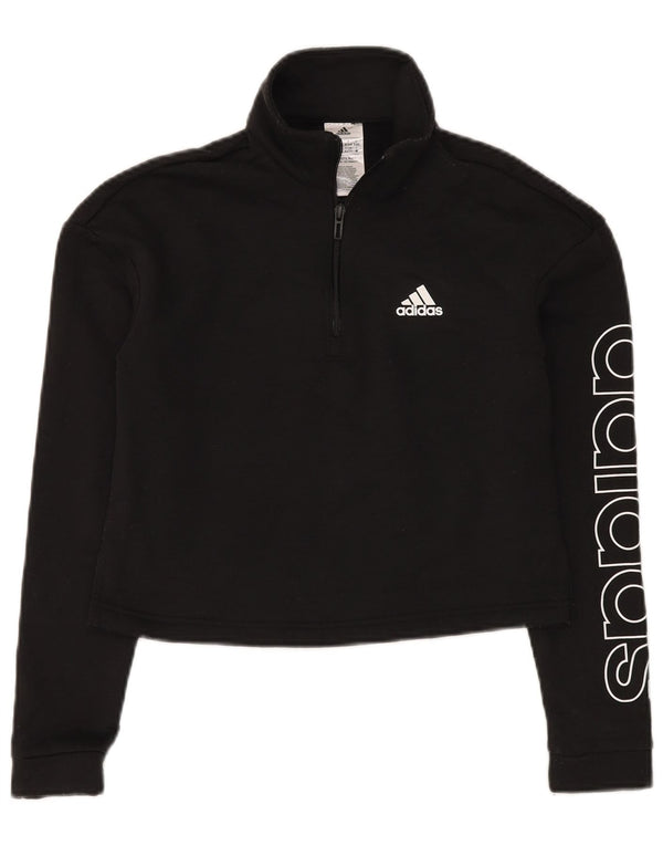 Felpa corta Adidas da donna Crop Graphic Crop Jumper UK 4/6 XS poliestere nero