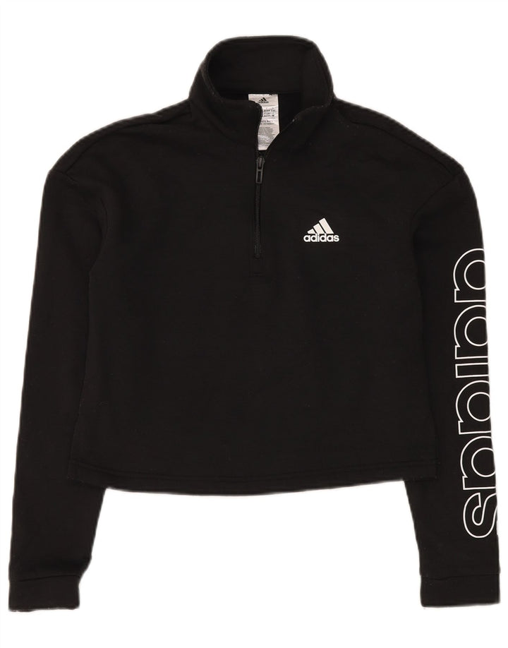 Felpa corta Adidas da donna Crop Graphic Crop Jumper UK 4/6 XS poliestere nero