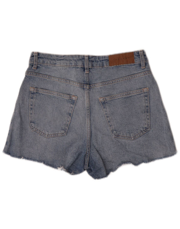 Pantaloncini di jeans a vita alta per mamma da donna Topshop UK 12 medi W30 blu