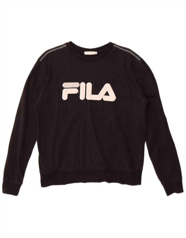 Felpa grafica da donna Fila Jumper UK 16 grande cotone nero