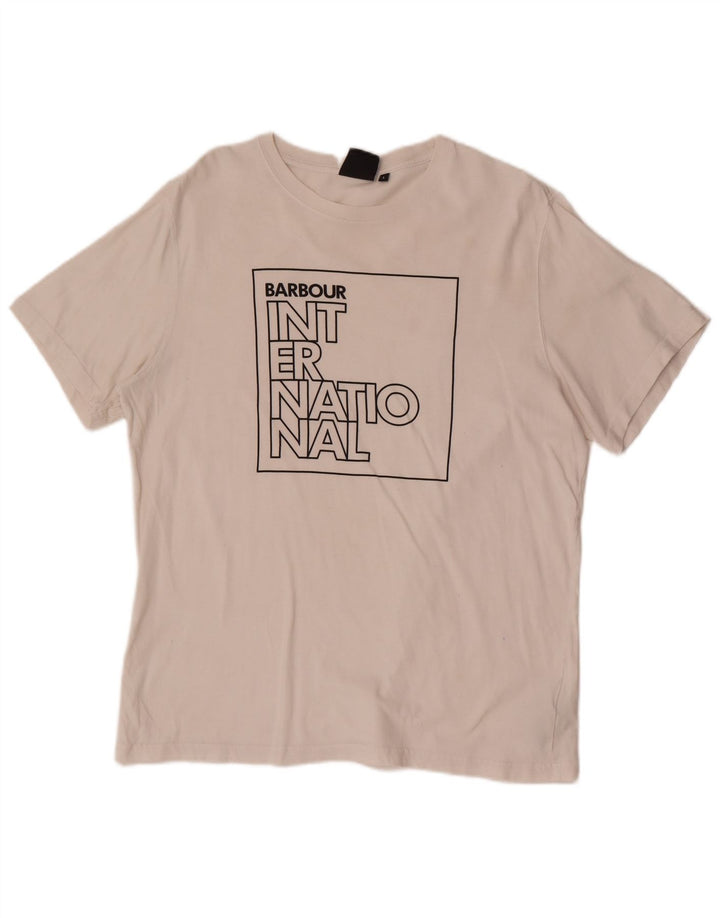 Barbour Uomo T-shirt grafica su misura Top Large in cotone bianco