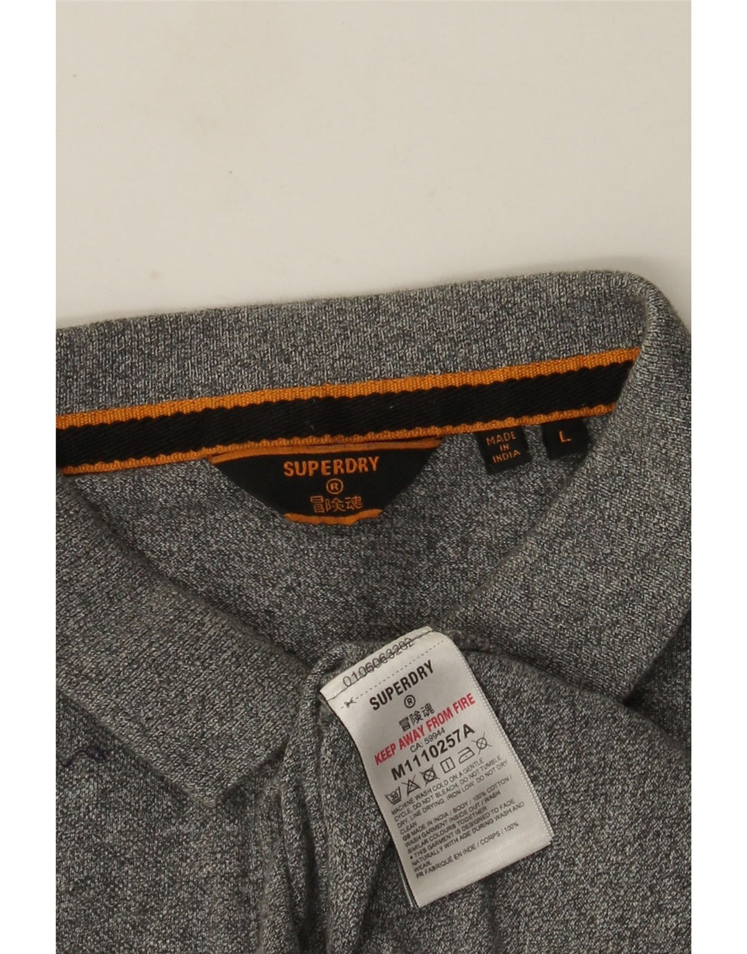 Polo grafica da uomo Superdry grande in cotone chiazzato grigio