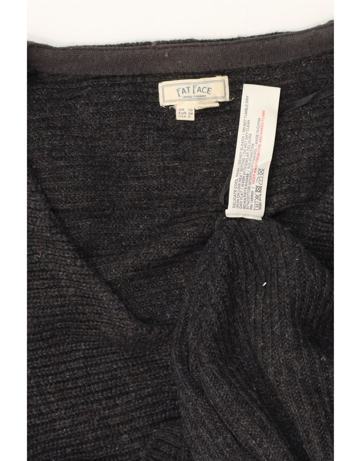 FAT FACE Maglione oversize da donna con scollo a V UK 10 Piccolo cotone grigio
